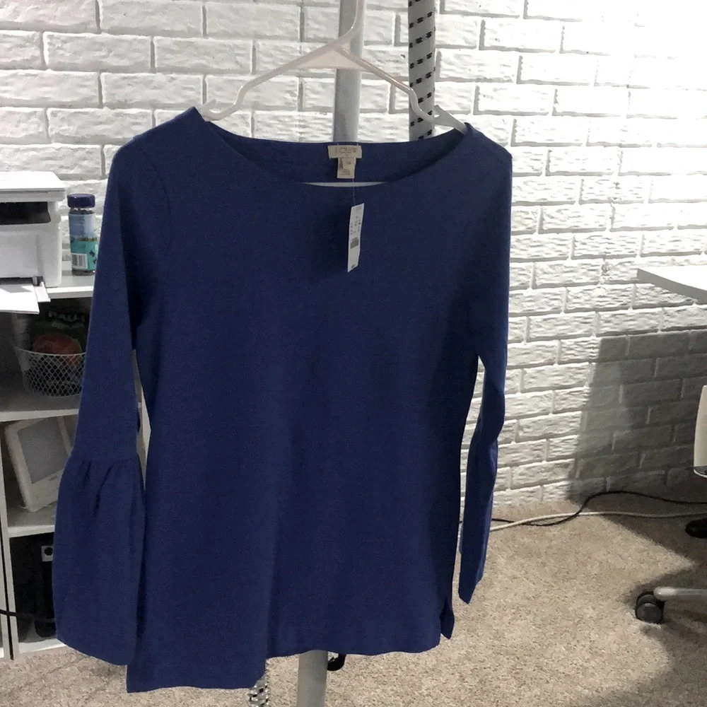 Jcrew Ruffled Sleeve Top - Picture 1 of 4